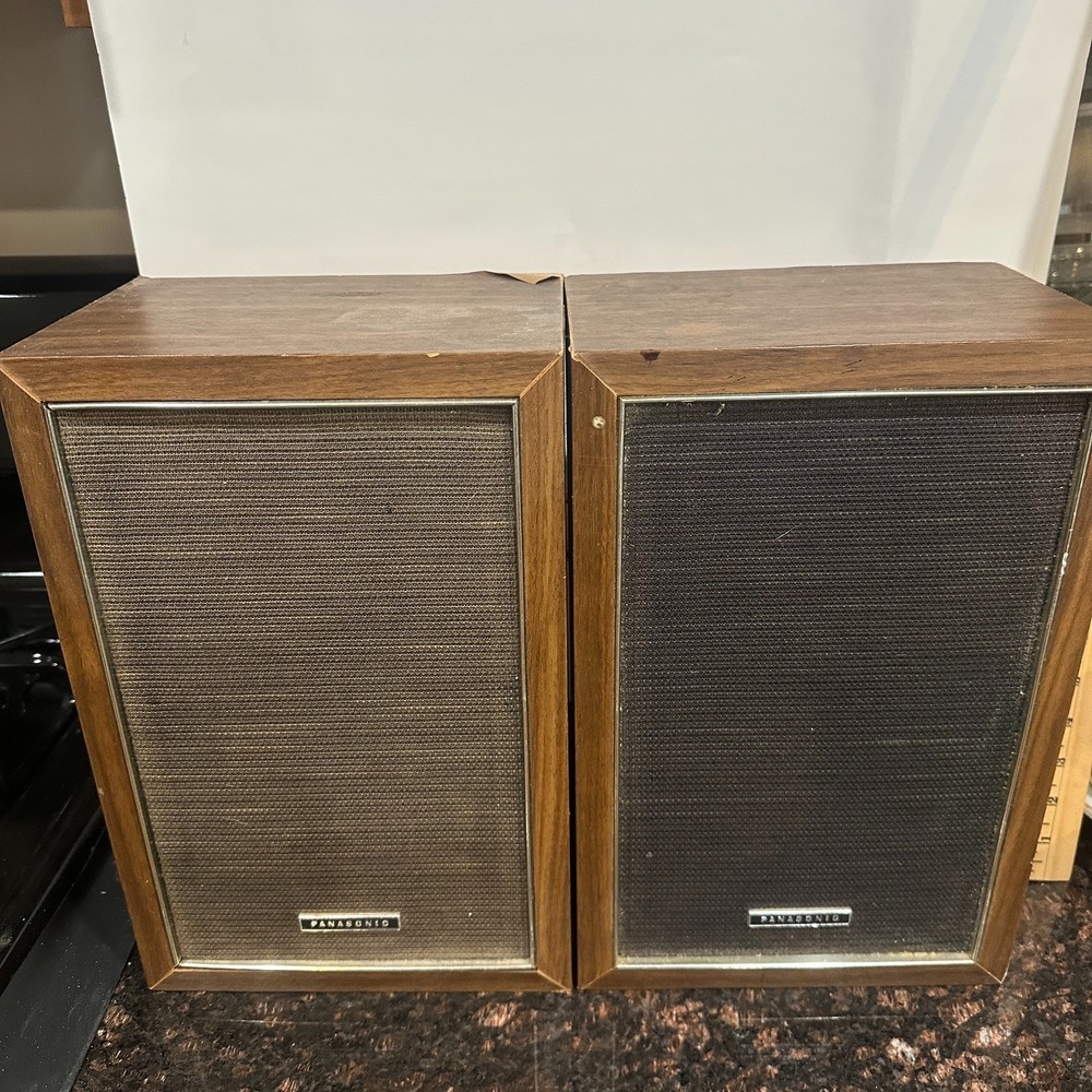 Vintage Panasonic SB 85 Hi Fi Speakers Pair Wood Cabinet Japan Made Brown